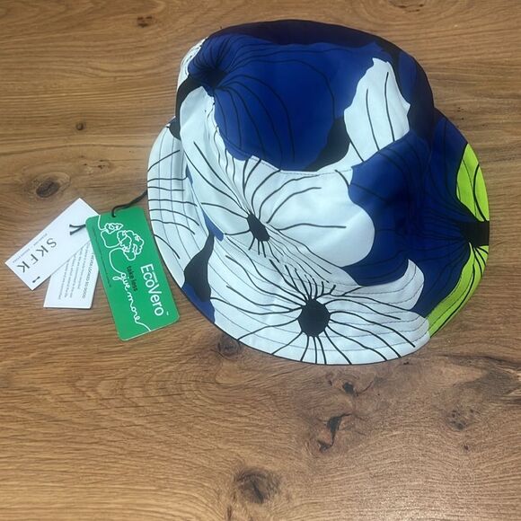 NWT SKFK Ude Kokomo Blue Green Bucket Hat Reversible Eco Vero One Size - Picture 4 of 9